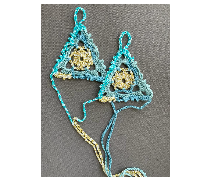 Crochet Handmade Set of 2 Piece Barefoot Sandals - Green And Yellow - Zoom Image 2