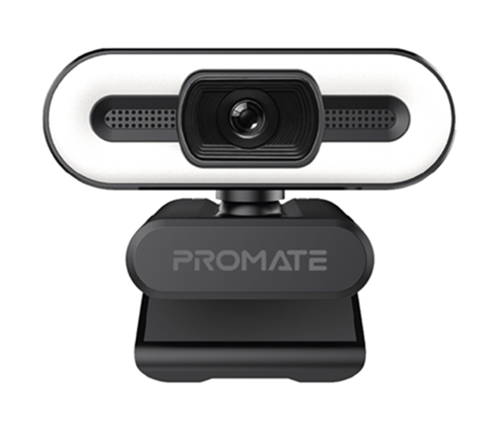 Promate Premium Widescreen Noise Reduction Mic Full HD Web Camera with Tripod - Black - Zoom Image 1