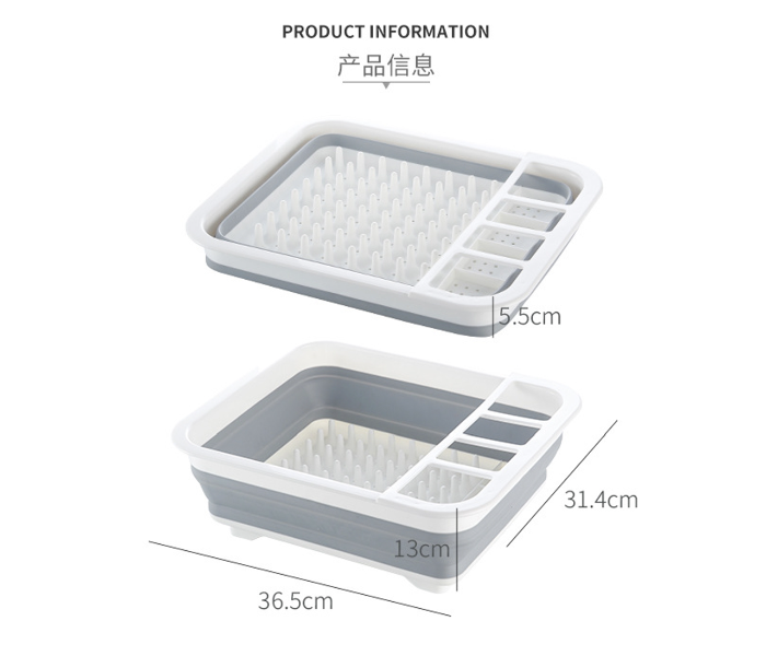 Folding Silicone Tableware Storage Drain Basket - White - Zoom Image 3