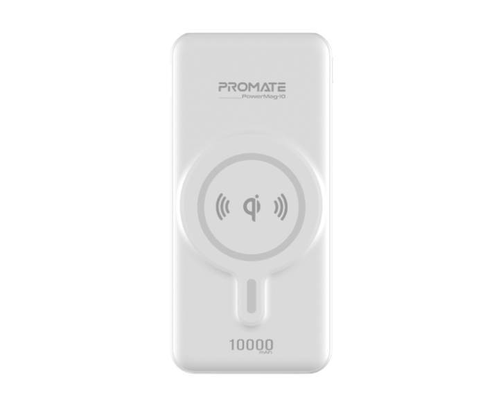 Promate 10000mAh 20Watts Powermag 10 Magnetic Wireless Power Bank - White - Zoom Image 1