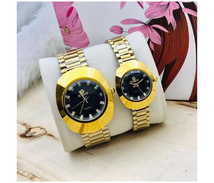 Zen Modo Radel 109 Set of 2 Piece Happy Romantic Couple Analog Watch - Golden - Zoom Image