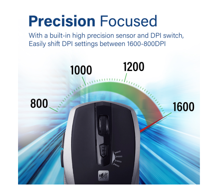 Promate 1600DPI Silent Mouse - Silver - Zoom Image 3