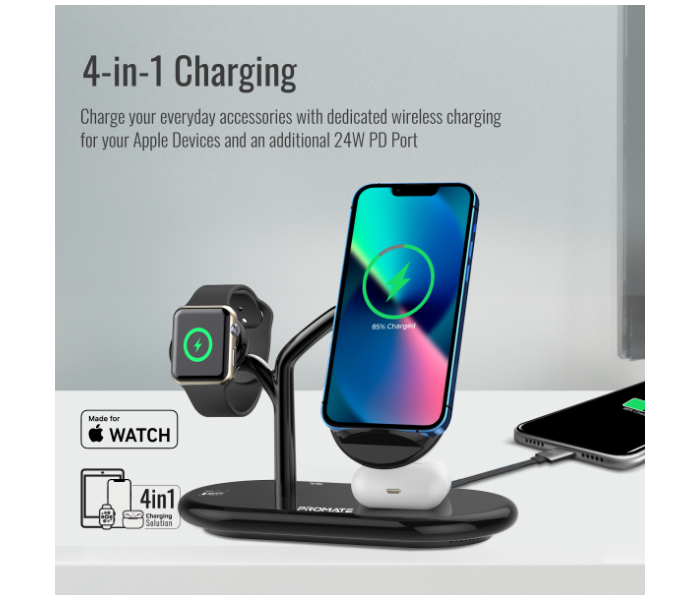 Promate 4-in-1 Wireless Charging Station - Grey - Zoom Image 2