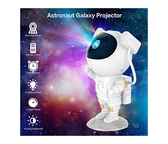 Astronaut Galaxy Star Projector LED Night Lamp With Speaker And Timer - Zoom Image 4