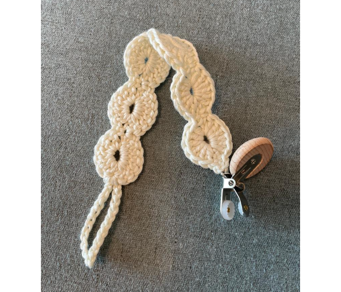 Crochet Handmade Pacifier Strap And Clip - Cream - Zoom Image 5