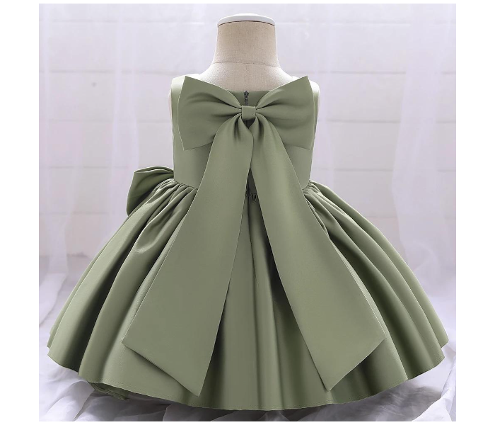 High Quality Satin Back Bow Knot Party Dress for 5-6 Aged Girls - Green - Zoom Image 1