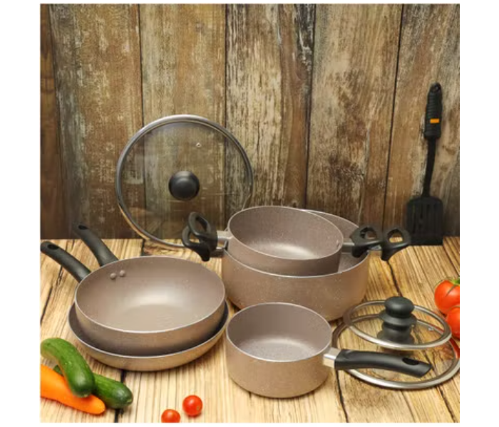 Delcasa DC1577BGE 9 Piece Granite Coated Aluminium Cookware Set - Beige - Zoom Image 3