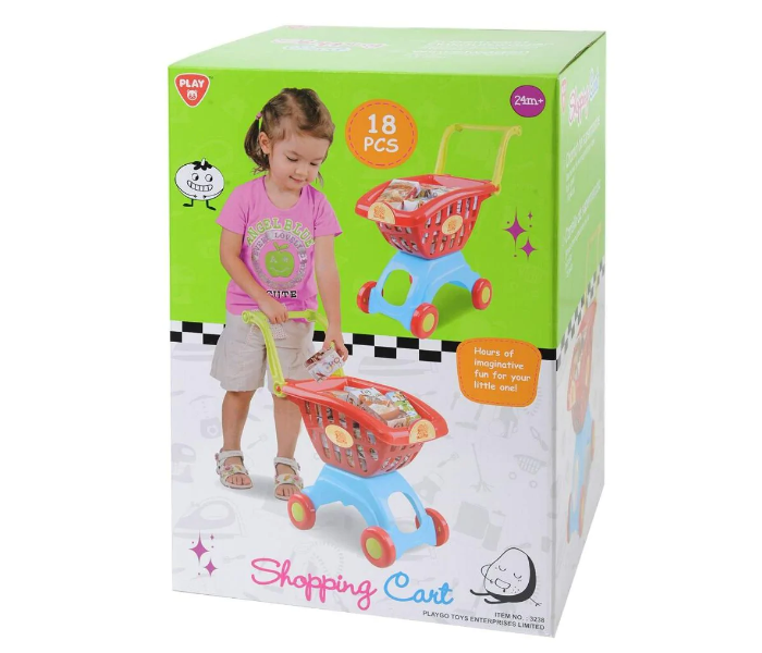 Playgo PLY3238 18 Pieces Shopping Cart Activity Toy For Kids - Zoom Image 1