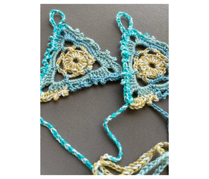 Crochet Handmade Set of 2 Piece Barefoot Sandals - Green And Yellow - Zoom Image 1