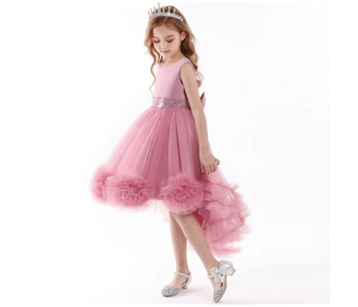 Elegant Sleeveless Flower Decoration Lace Dresses for 5-6 Aged Girls - Dark Pink - Zoom Image 4