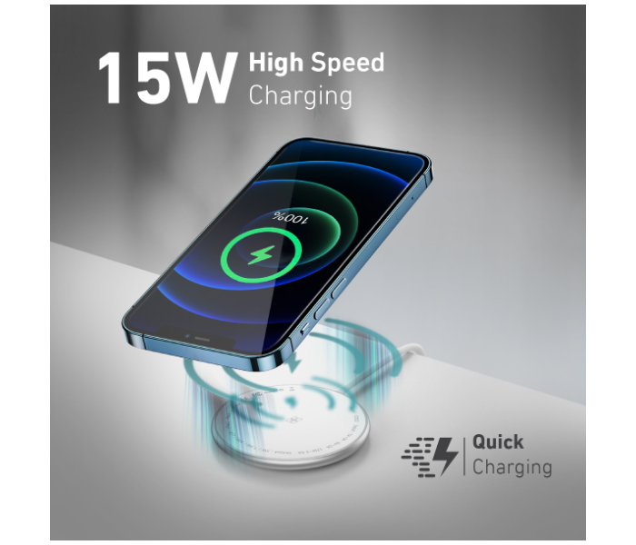 Promate Ultra-Fast 15Watts Mag-Safe Qi Magnetic Wireless Charger - Silver - Zoom Image 8