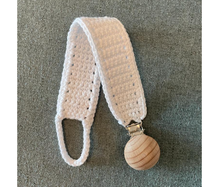 Crochet Handmade Pacifier Strap And Clip - White - Zoom Image 6