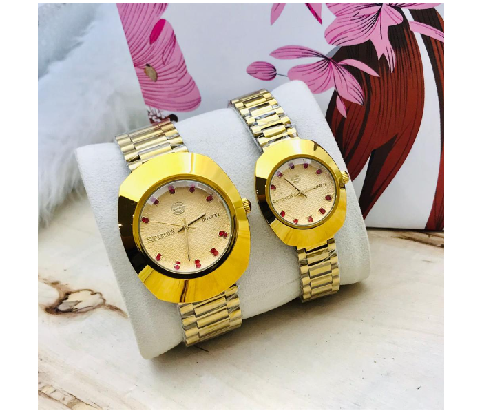 Zen Modo Radel 113 Set of 2 Piece Happy Romantic Couple Analog Watch - Golden - Zoom Image