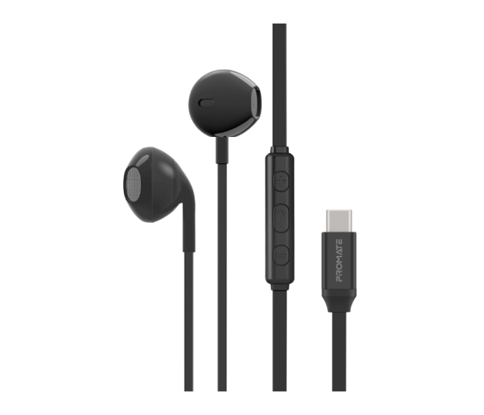 Promate USB-C Passive Noise Cancellation Headphones with Microphone - Black - Zoom Image 1