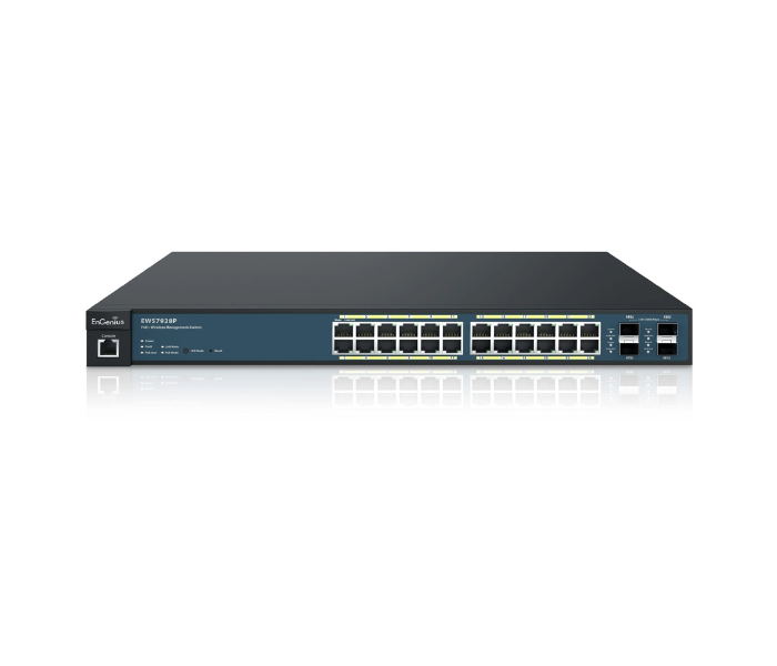 Engenius EWS7928P 24-Port Managed Gigabit 185W PoE+ Switch - Black - Zoom Image 1