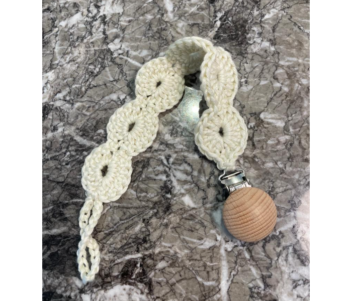 Crochet Handmade Pacifier Strap And Clip - Cream - Zoom Image 3