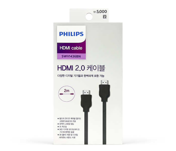 Philips SWV1436BN/94 2 Meter 4K HDMI Cable - Black - Zoom Image 6