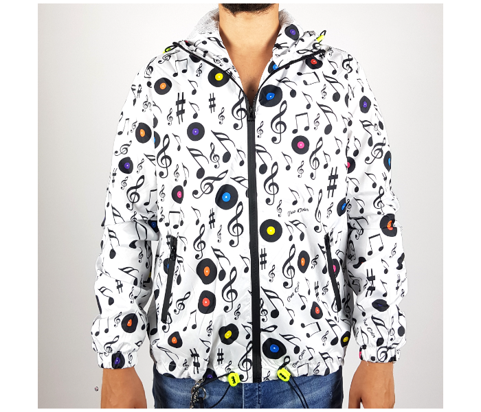 Raincoat Medium Hoodie With Musical Design For Men - White - Zoom Image 2