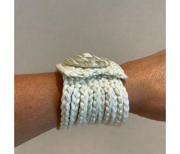 Crochet Handmade Chunky Stringy Bracelet - Cream - Zoom Image 8