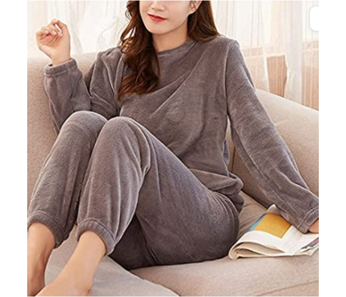 Winter Flannel Velvet Pajamas Sets Sleepwear for Women - Grey - Zoom Image 1