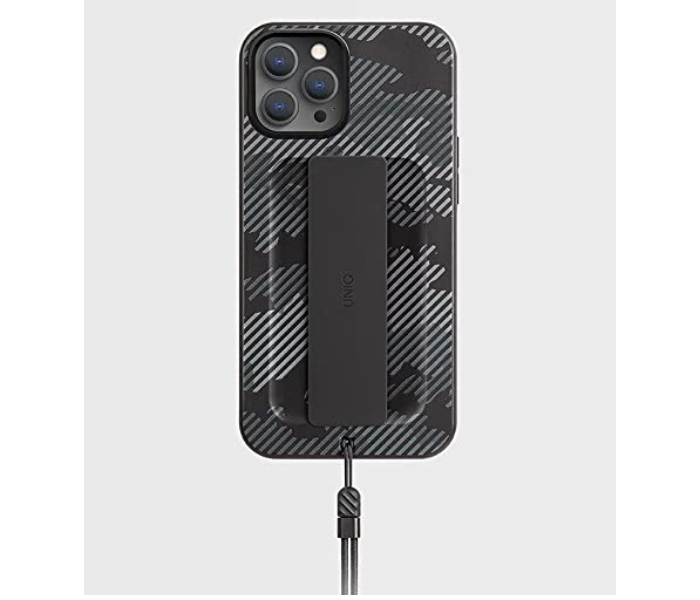 Uniq Hybrid Antimicrobial iPhone 12 or 12 Pro Heldro Designer Edition Back Cover - Charcoal - Zoom Image 1