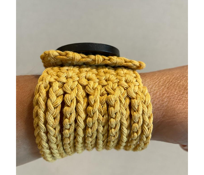 Crochet Handmade Chunky Stringy Bracelet - Mustard - Zoom Image 5