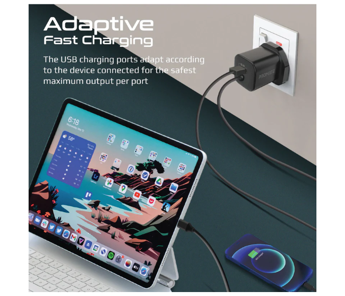 Promate 1.5Meter Premium 33Watts USB-C Charger UK - Black - Zoom Image 5