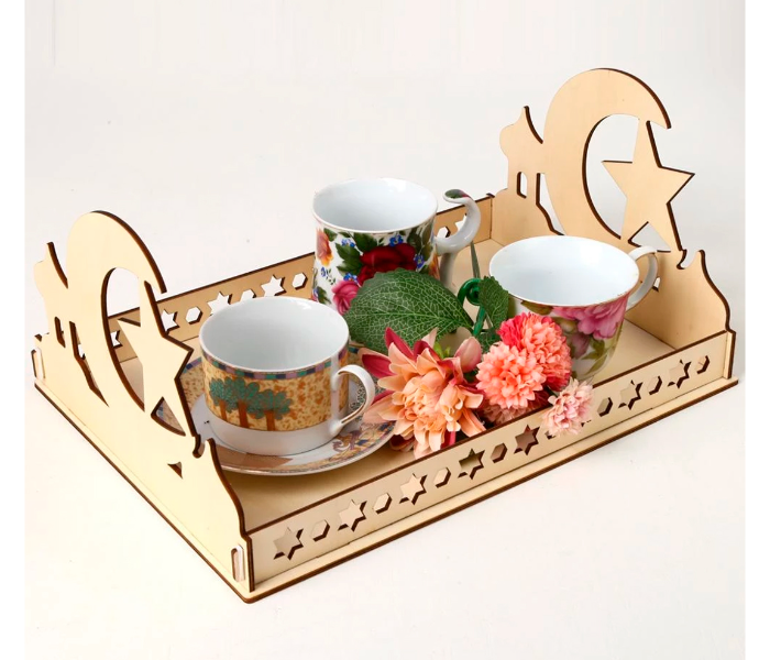 Moon and Star Design Wooden JM01331 Ramadan Dessert Tray - Zoom Image 3