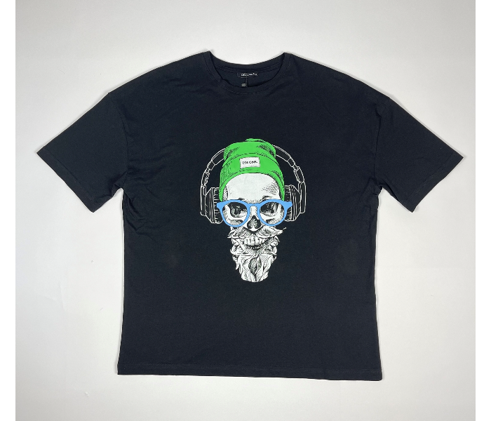 Regular Skull Design Round Neck XL T-Shirt for Men - Black - Zoom Image 2