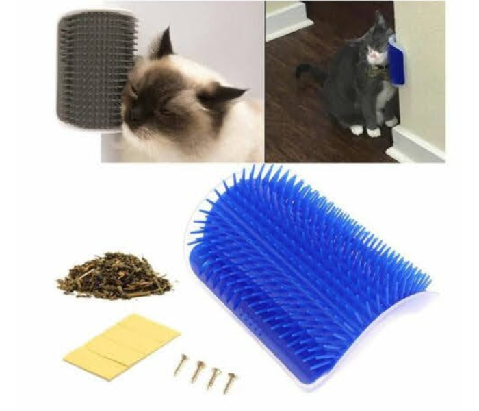 GTC 22000946 Cat Corner Self Groomer with Catnip Wall Corner Massage Comb Corner Scratcher - Blue - Zoom Image 3