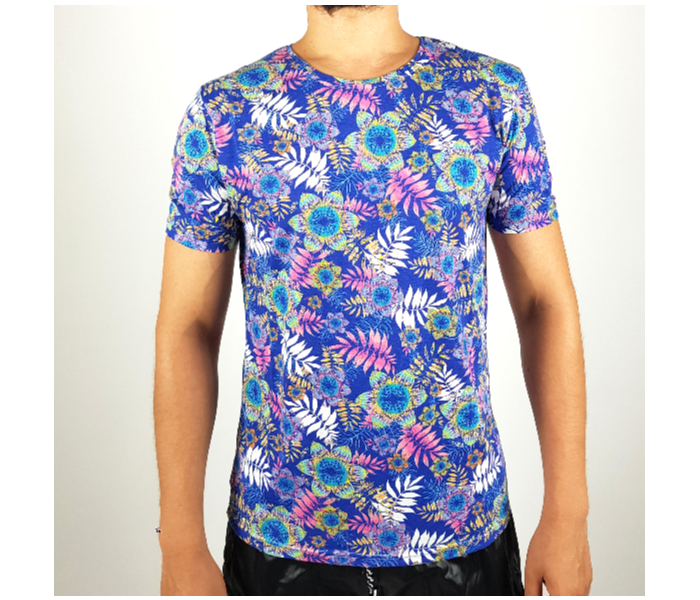 Regular Short Sleeves Large T-Shirt With Flower Design For Men - Purple - Zoom Image 2