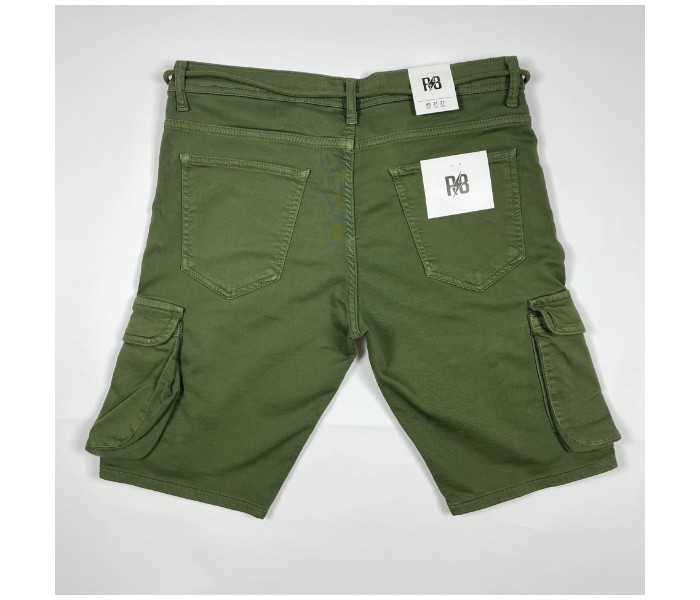 Cotton Lace Up 29 Sized Cargo Shorts For Men - Military Green - Zoom Image 3