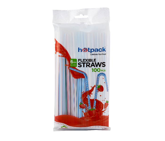 Hotpack HSMSTRAWF6 Set of 100 Pieces 6mm Flexible Plastic Straws - Blue - Zoom Image 3