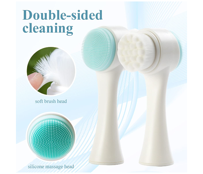 Manual Double-Sided Silicone Brush For Face Wash - Blue - Zoom Image 5