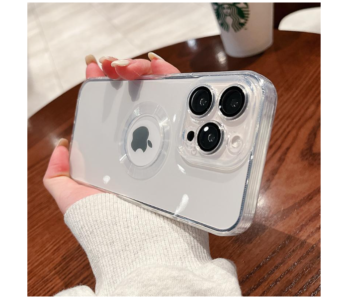 Luxury Transparent Lightweight Plating Logo Hole Case Glass Camera Protector Cover for iPhone 13 Pro - Zoom Image 1