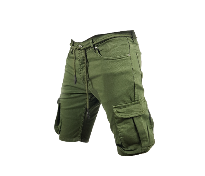 Cotton Lace Up 34 Sized Cargo Shorts For Men - Military Green - Zoom Image 1