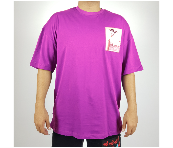 Oversize XL T-Shirt With Skateboard Picture For Men - Violet - Zoom Image 1