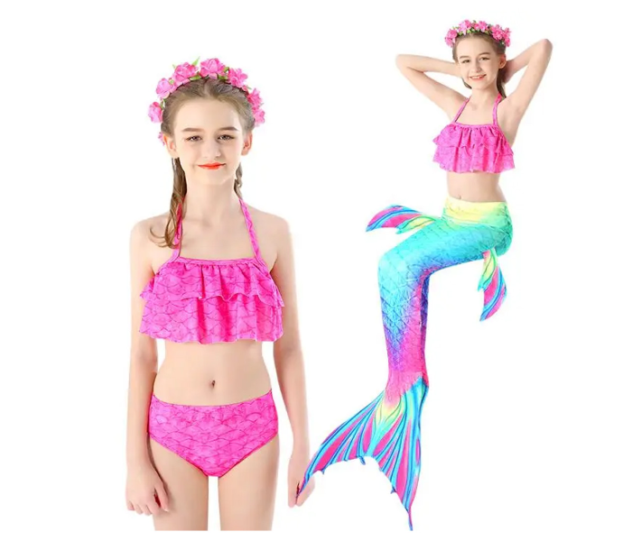 Mermaid 110cm Swimsuit for Kids - Rose Red - Zoom Image 1