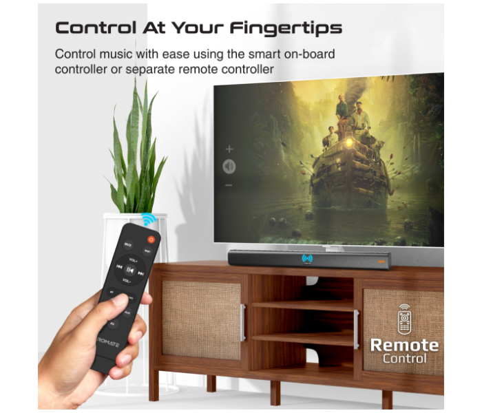 Promate Multipoint Pairing and Remote Control 30 Watts Soundbar with 10Watts Subwoofer - Black - Zoom Image 5