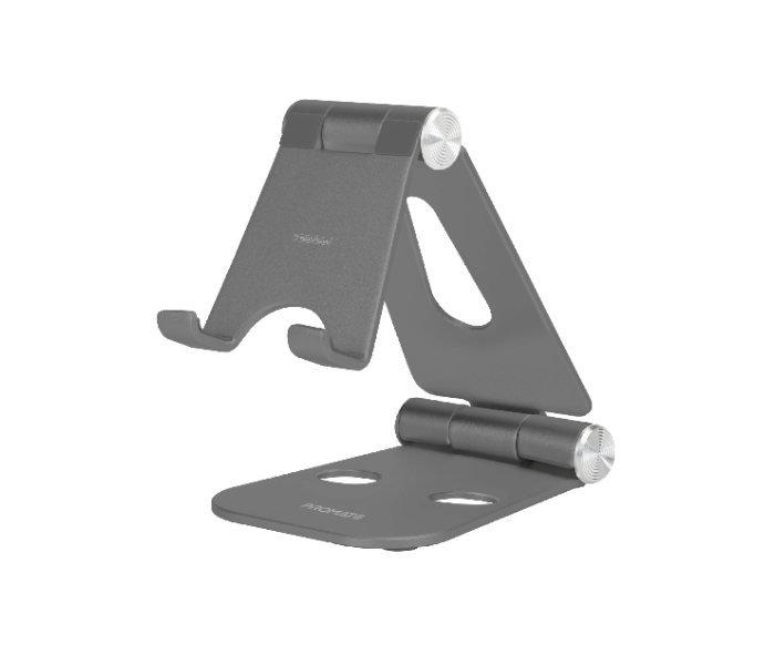 Promate Multi-Angle View Anti-Slip Silicone Pad Foldable Aluminum Tablet Stand - Grey - Zoom Image 1