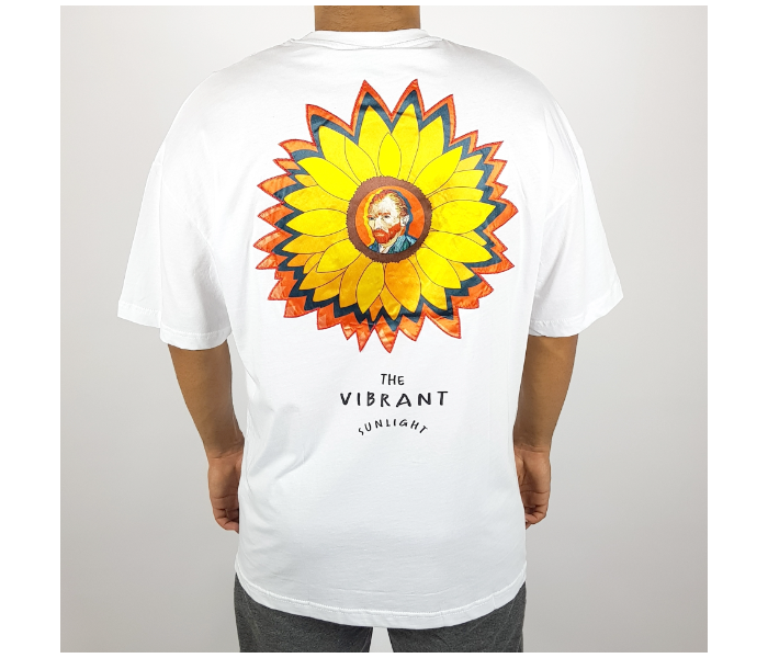 Oversize Medium T-Shirt With V Van Gogh In Flower For Men - White - Zoom Image 1