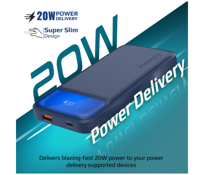 Promate 10000mAh 20Watts Power Bank with Kickstand - Navy - Zoom Image 2