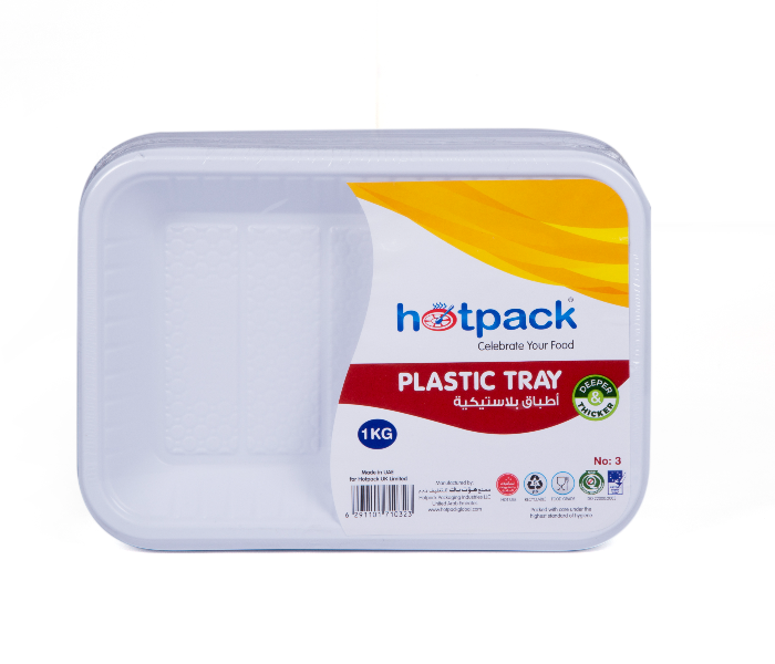 Hotpack PAV3HP No 3 1Kg Plastic Rectangular Tray - White - Zoom Image 3