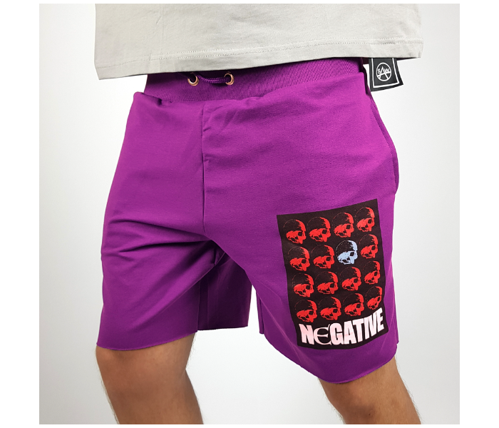 Cotton Large Shorts Negative Design for Men - Purple - Zoom Image 1