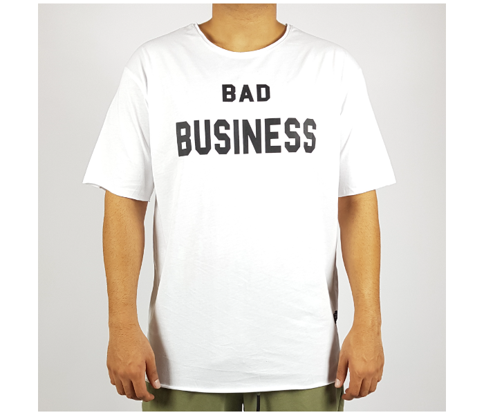 Short Sleeves Bad Business Printed Long Large T-Shirt For Men - White - Zoom Image 1