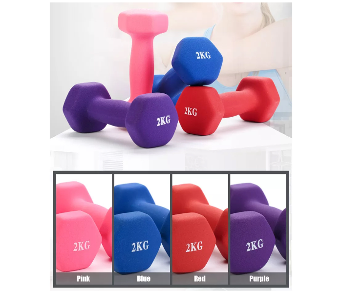 Hexagon 2Kg Dumbbells For Men And Women - Blue and Pink - Zoom Image 1