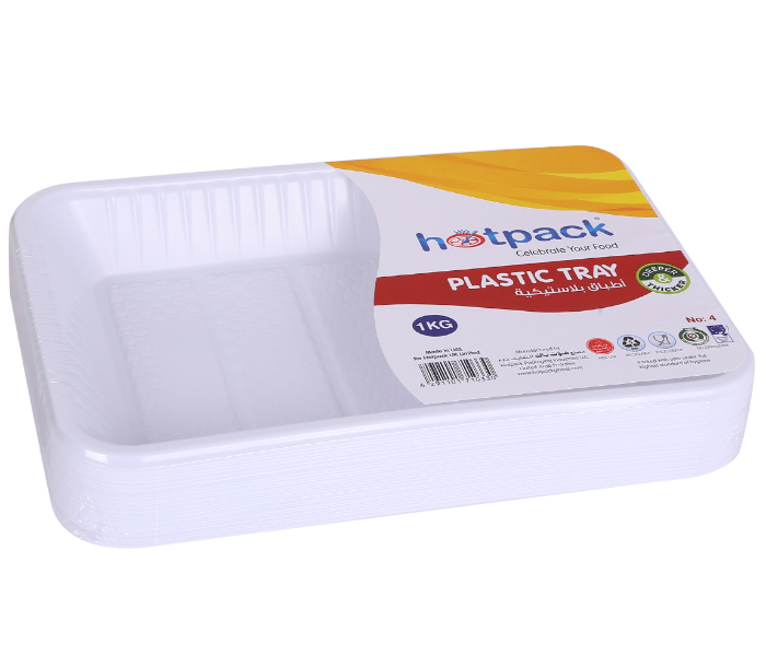 Hotpack PAV4HP No 4 1Kg Plastic Rectangular Tray - White - Zoom Image 1