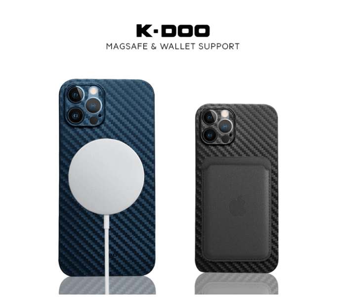 K-DOO Air Carbon Fiber Paper Back Skin Case for iPhone 13 Pro - Black - Zoom Image 4