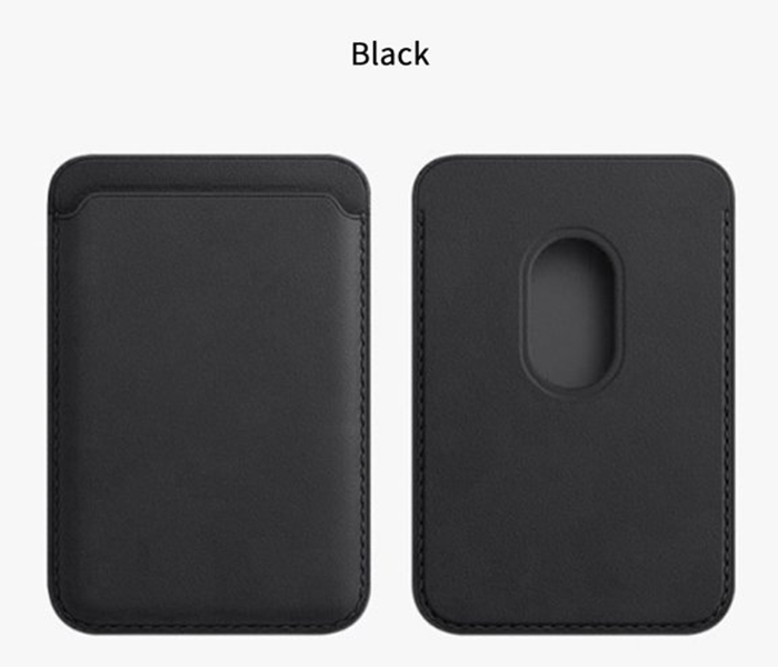 Iphone 12 Series Compatible Magnetic Leather Card Holder - Black - Zoom Image 1