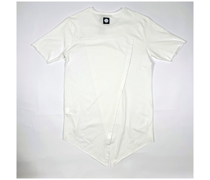 Short Sleeves Hip Hop Long Medium T-Shirt With Ribbon For Men - White - Zoom Image 4